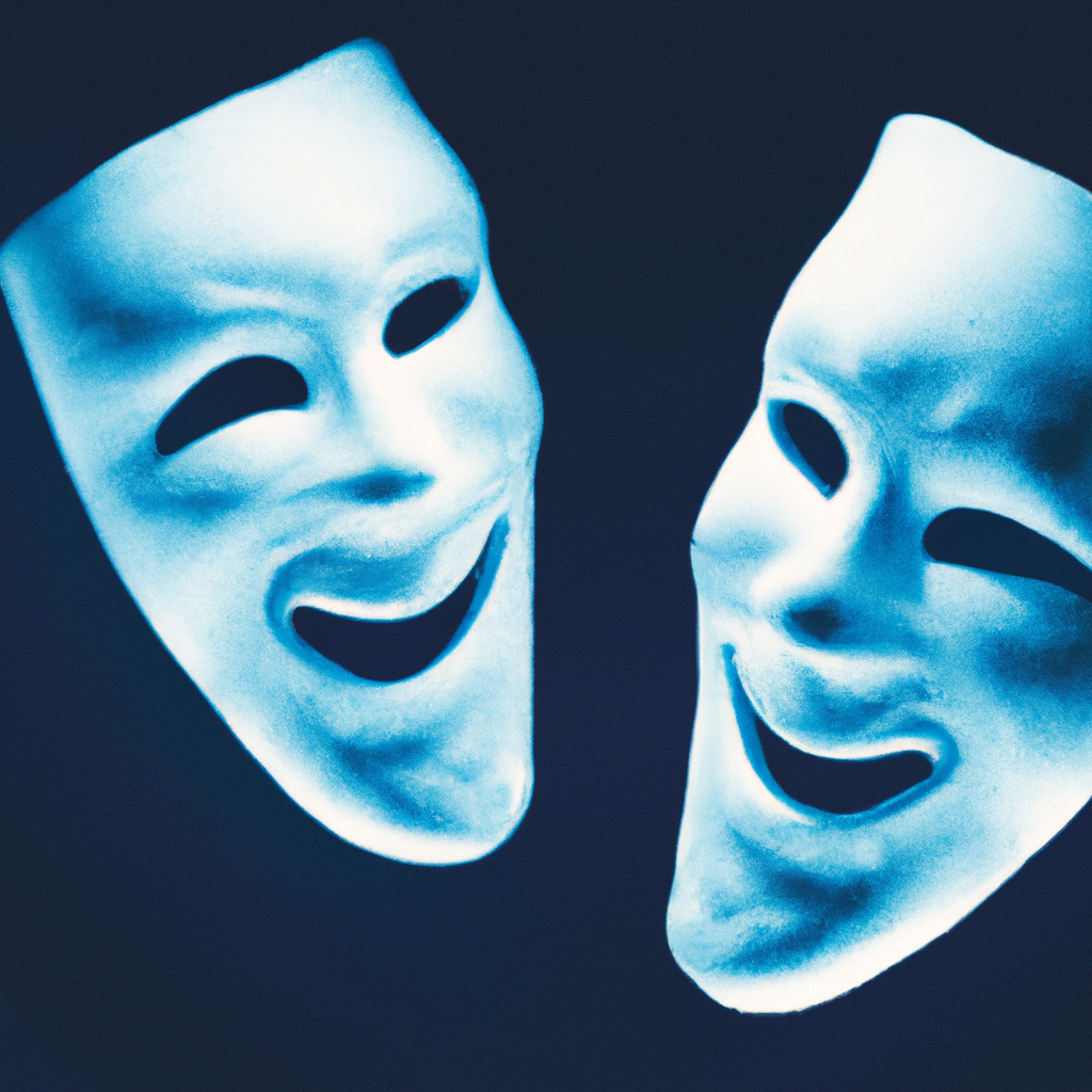 Icône interprétation avec masque de théâtre représentant l’émotion vocale